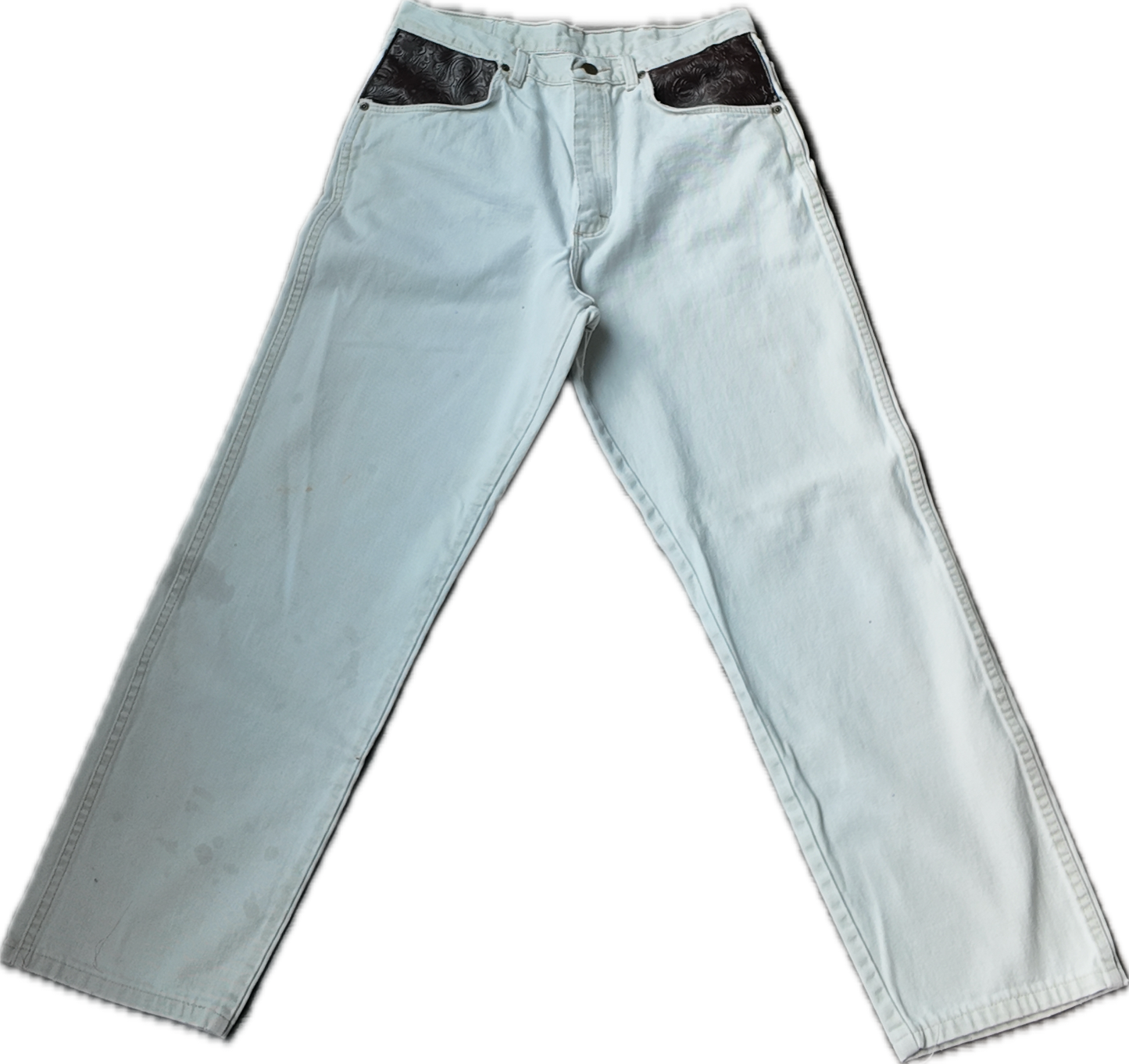 Leather pocket jeans