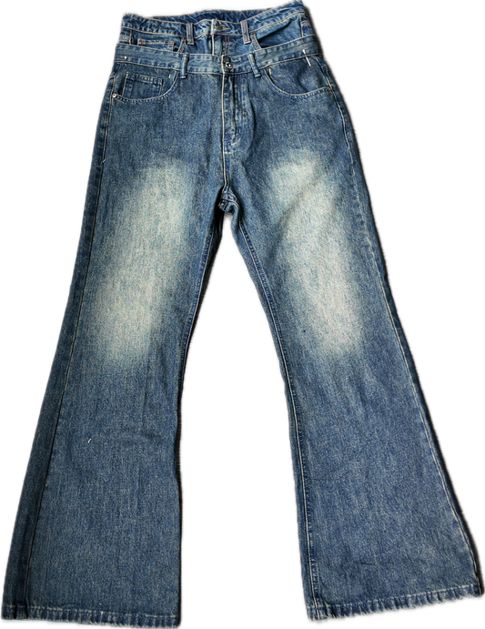 Double waisted flared jeans